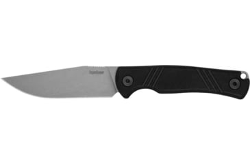 Image of Kershaw Pack Mule, Fixed Blade Knife, 3.9" Clip Point Blade, N690 Blade Steel, 8.4" Overall Length, Satin Working Finish, Silver Blade, Black G10 Handle, Includes Sheath, 1089