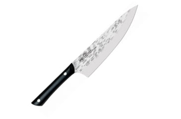 Image of Kershaw Professional Chefs 8in Kitchen Knives, 13.25in Overall, 8in Hammered Finish Aus-6M SS Blade, Black Pom Handle, Full Tang, Black, HT7066