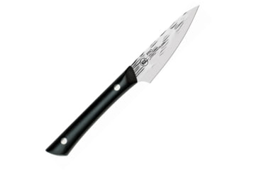 Image of Kershaw Professional Paring Kitchen Knives, 8in Overall, 3.5in Hammered Finish Aus-6M SS Blade, Black Pom Handle, Full Tang, Black, HT7068