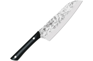 Image of Kershaw Professional Santoku Kitchen Knives, 12.25in Overall, 7in Hammered Finish Aus-6M SS Blade, Black Pom Handle, Full Tang, Black, HT7064