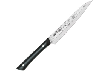 Image of Kershaw Professional Utility Kitchen Knives, 10.5in Overall, 6in Hammered Finish Aus-6M SS Blade, Black Pom Handle, Full Tang, Black, HT7084