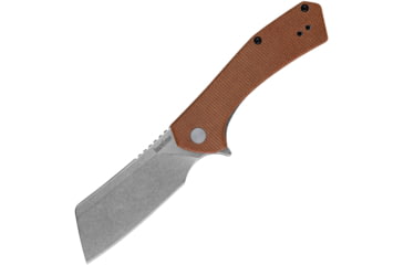 Image of Kershaw Static Linerlock Folding Knife, 2.88 in, Steel, Cleaver Blade, Canvas Micarta, Brown Handle, 3445MCB