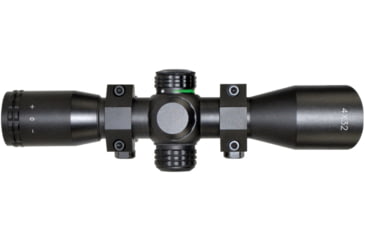 Image of Kexuan Kexuan 4X32 Compact Scope w/Picatinny Scope Rings, 1 in Tube, Red/Green 5 Line Reticle, Black, KX 4X32MLF-PT