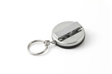 Image of Key-Bak 3B Retractable Reel w/ 24in Stainless Steel Chain, Black Front, 1.75in Steel Belt Loop, Split Ring 0003-013
