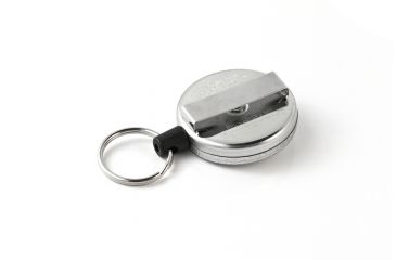 Image of Key-Bak 483-HDK Retractable Reel w/ 48in Kevlar Cord, Chrome Front, 1.75in Steel Belt Loop, 8oz Retraction, Split Ring 0483-821