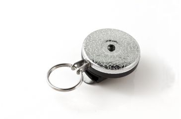 Image of Key-Bak 484-HD Retractable Reel w/ 48in Stainless Steel Cable, Chrome Front, Removable Swivel Belt Clip, 8oz Retraction, Split Ring 0484-001