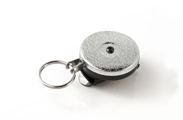 Image of Key-Bak 484-HDK Retractable Reel w/ 48in Kevlar Cord,Chrome Front, Removable Swivel Belt Clip, 8oz Retraction, Split Ring 0484-821