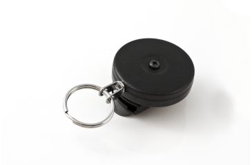 Image of Key-Bak 484B-HD Retractable Reel w/ 48in Stainless Steel Cable, Black Front, Removable Swivel Belt Clip, 8oz Retraction, Split Ring 0484-003