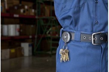 Image of Key-Bak 485-HD Retractable Reel w/ 48in Stainless Steel Cable, Chrome Front, Steel Belt Clip, 8oz Retraction, Split Ring 0485-001