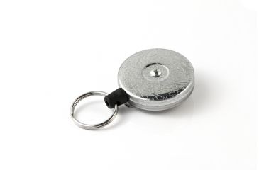 Image of Key-Bak 485-HDK Retractable Reel w/ 48in Kevlar Cord, Chrome Front, Steel Belt Clip, 8oz Retraction, Split Ring 0485-821