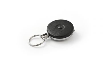 Image of Key-Bak 485B-HD Retractable Reel w/ 48in Stainless Steel Cable, Black Front, Steel Belt Clip, 8oz Retraction, Split Ring 0485-003