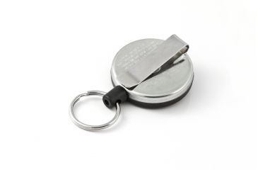 Image of Key-Bak 485B-HDK Retractable Reel w/ 48in Kevlar Cord, Black Front, Steel Belt Clip, 8oz Retraction, Split Ring 0485-823