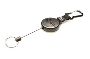 Image of Key-Bak 488B Retractable Reel w/ 48in Kevlar Cord, Durable Case, Aluminum Carabineer, Split Ring, Black 0488-803