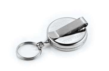Image of Key-Bak 5 Retractable Reel w/ 24in Stainless Steel Chain, Chrome Front, Steel Belt Clip, Split Ring 0005-011