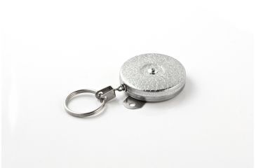 Image of Key-Bak 7LS Industrial Retractable Reel w/ 24in Stainless Steel Chain, Steel Bracket Mount Back, Chrome Front, Large Swivel, Split Ring 0007-016