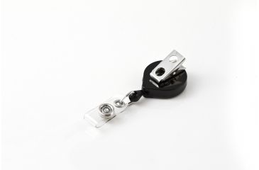 Image of Key-Bak Mini-Bak ID Retractable Reel w/ 36in Nylon Cord, Swivel Bulldog Clip, Vinyl ID Strap, Black 0067-005