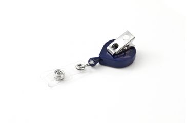 Image of Key-Bak Mini-Bak ID Retractable Reel w/ 36in Nylon Cord, Swivel Bulldog Clip, Vinyl ID Strap, Blue 0065-005