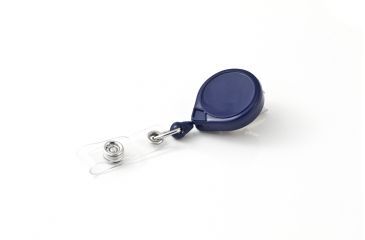 Image of Key-Bak Mini-Bak ID Retractable Reel w/ 36in Nylon Cord, Swivel Bulldog Clip, Vinyl ID Strap, Blue 0065-005