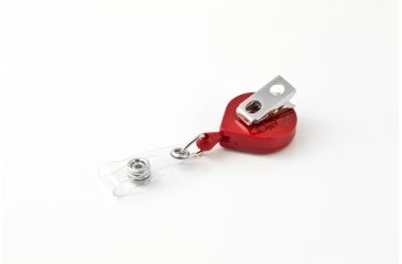 Image of Key-Bak Mini-Bak ID Retractable Reel w/ 36in Nylon Cord, Swivel Bulldog Clip, Vinyl ID Strap, Red 0069-005