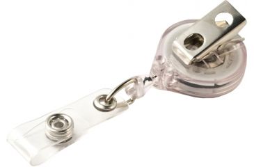 Image of Key-Bak Mini-Bak ID Retractable Reel w/ 36in Nylon Cord, Swivel Bulldog Clip, Vinyl ID Strap, Translucent Clear 0220-015