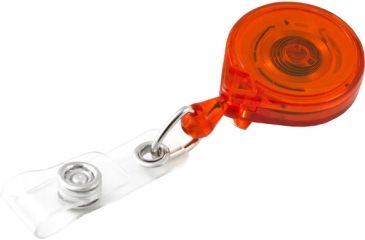 Image of Key-Bak Mini-Bak ID Retractable Reel w/ 36in Nylon Cord, Steel Belt Clip, Vinyl ID Strap, Translucent Orange 0218-011
