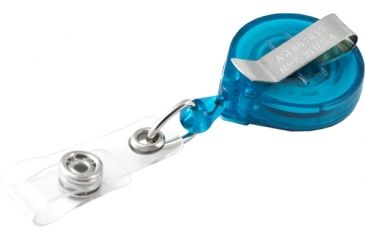 Image of Key-Bak Mini-Bak ID Retractable Reel w/ 36in Nylon Cord, Steel Belt Clip, Vinyl ID Strap, Translucent Teal 0222-011