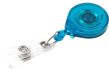 Image of Key-Bak Mini-Bak ID Retractable Reel w/ 36in Nylon Cord, Steel Belt Clip, Vinyl ID Strap, Translucent Teal 0222-011
