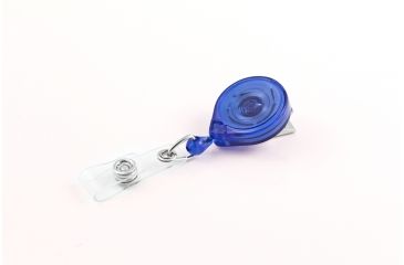 Image of Key-Bak Mini-Bak ID Retractable Reel w/ 36in Nylon Cord, Swivel Bulldog Clip, Vinyl ID Strap, Translucent Blue 0214-015