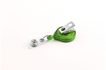 Image of Key-Bak Mini-Bak ID Retractable Reel w/ 36in Nylon Cord, Swivel Bulldog Clip, Vinyl ID Strap, Translucent Green 0215-015