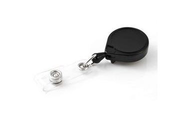 Image of Key-Bak Mini-Bak ID Retractable Reel w/ 36in Nylon Cord, Swivel Bulldog Clip, Vinyl ID Strap, Translucent Purple 0217-015