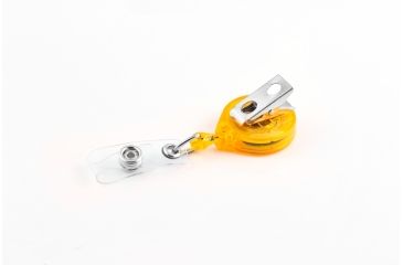 Image of Key-Bak Mini-Bak ID Retractable Reel w/ 36in Nylon Cord, Swivel Bulldog Clip, Vinyl ID Strap, Translucent Yellow 0216-015
