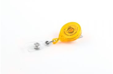 Image of Key-Bak Mini-Bak ID Retractable Reel w/ 36in Nylon Cord, Swivel Bulldog Clip, Vinyl ID Strap, Translucent Yellow 0216-015