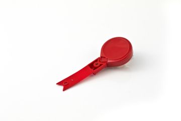 Image of Key-Bak Mini-Bak ID Twist-Free Retractable Reel w/ 36in Nylon Cord, Swivel Bulldog Clip, Twist-Free ID Strap, Red 0069-015