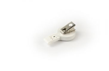 Image of Key-Bak Mini-Bak ID Twist-Free Retractable Reel w/ 36in Nylon Cord, Swivel Bulldog Clip, Twist-Free ID Strap, White 0066-015