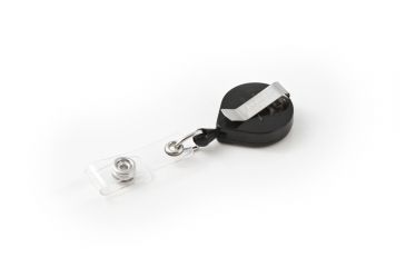 Image of Key-Bak Mini-Bak ID Retractable Reel w/ 36in Nylon Cord, Steel Belt Clip, Vinyl ID Strap, Black 0057-005