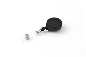 Image of Key-Bak Mini-Bak ID Retractable Reel w/ 36in Nylon Cord, Steel Belt Clip, Vinyl ID Strap, Black 0057-005