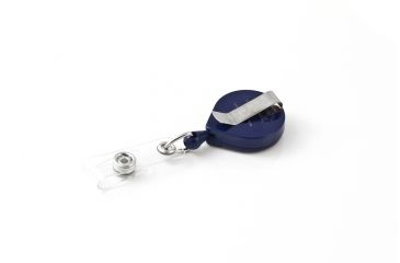 Image of Key-Bak Mini-Bak ID Retractable Reel w/ 36in Nylon Cord, Steel Belt Clip, Vinyl ID Strap, Blue 0055-005
