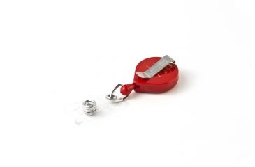 Image of Key-Bak Mini-Bak ID Retractable Reel w/ 36in Nylon Cord, Steel Belt Clip, Vinyl ID Strap, Red 0059-005