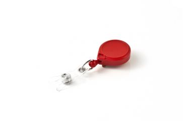 Image of Key-Bak Mini-Bak ID Retractable Reel w/ 36in Nylon Cord, Steel Belt Clip, Vinyl ID Strap, Red 0059-005