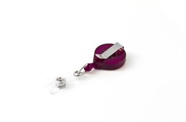 Image of Key-Bak Mini-Bak ID Retractable Reel w/ 36in Nylon Cord, Steel Belt Clip, Vinyl ID Strap, Translucent Purple 0217-011