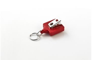 Image of Key-Bak Mini-Bak Square Retractable Reel w/ 36in Nylon Cord, Swivel Bulldog Clip, Split Ring, Red 0029-S05