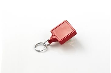 Image of Key-Bak Mini-Bak Square Retractable Reel w/ 36in Nylon Cord, Swivel Bulldog Clip, Split Ring, Red 0029-S05