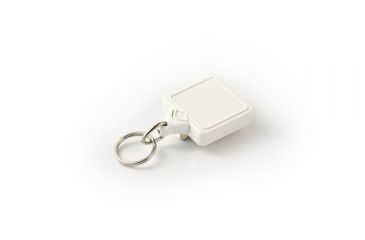 Image of Key-Bak Mini-Bak Square Retractable Reel w/ 36in Nylon Cord, Steel Belt Clip, Split Ring, White 0053-S05
