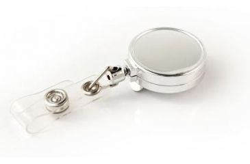 Image of Key-Bak Retract-A-Badge ID 5-Pack Retractable Reel w/ 36in Cord, Belt Clip, Vinyl ID Strap, Chrome 0200-240