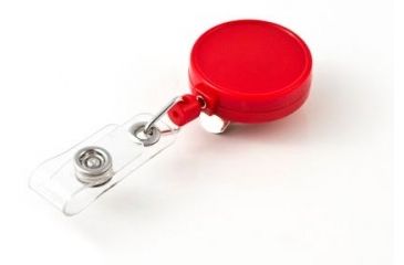 Image of Key-Bak Retract-A-Badge ID 5-Pack Retractable Reel w/ 36in Cord, Belt Clip, Vinyl ID Strap, Red 0200-239