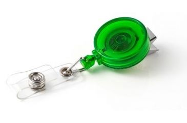 Image of Key-Bak Retract-A-Badge ID 5-Pack Retractable Reel w/ 36in Cord, Swivel Bulldog Clip, Vinyl ID Strap, Translucent Green 0200-416