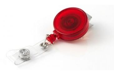 Image of Key-Bak Retract-A-Badge ID 5-Pack Retractable Reel w/ 36in Cord, Swivel Bulldog Clip, Vinyl ID Strap, Translucent Red 0200-420