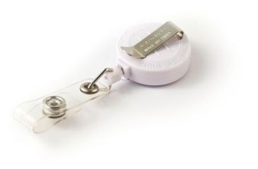Image of Key-Bak Retract-A-Badge ID 5-Pack Retractable Reel w/ 36in Cord, Belt Clip, Vinyl ID Strap, White 0200-236