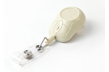 Image of Key-Bak Retract-A-Badge ID MOUSE Shaped 5-Pack Retractable Reel w/ 36in Cord, Swivel Bulldog Clip, Vinyl ID Strap, Computer Gray 0308-744