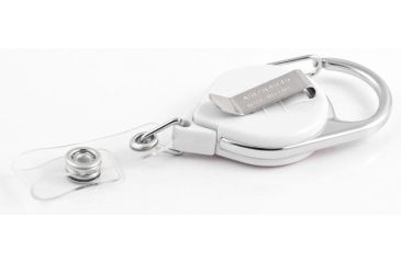 Image of Key-Bak Retract-A-Badge ID Carabiner and Belt Clip 5-Pack Retractable Reel w/ 36in Cord, Twist-Free Vinyl ID Strap, White 0200-756